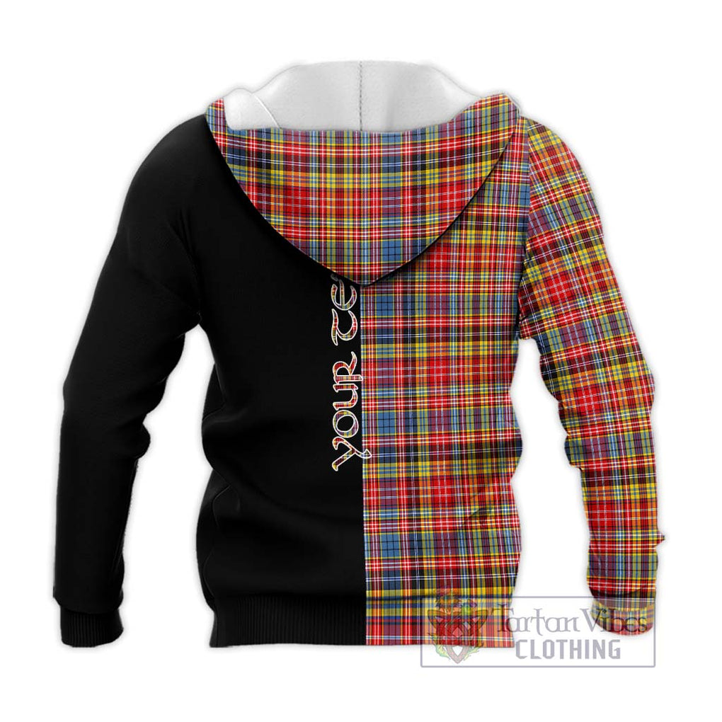 Drummond of Strathallan Modern Tartan Knitted Hoodie with Family Crest and Half Of Me Style - Tartanvibesclothing Shop