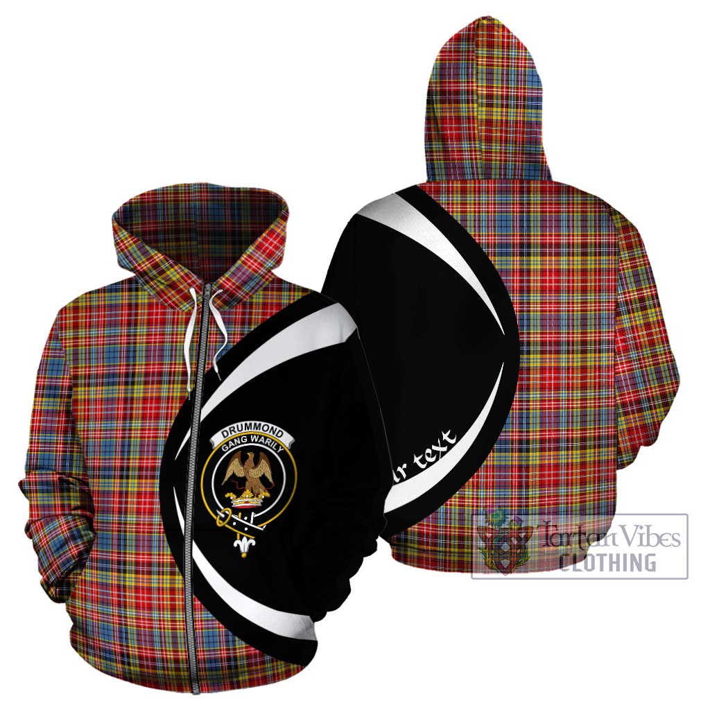 Tartan Vibes Clothing Drummond of Strathallan Modern Tartan Hoodie with Family Crest Circle Style