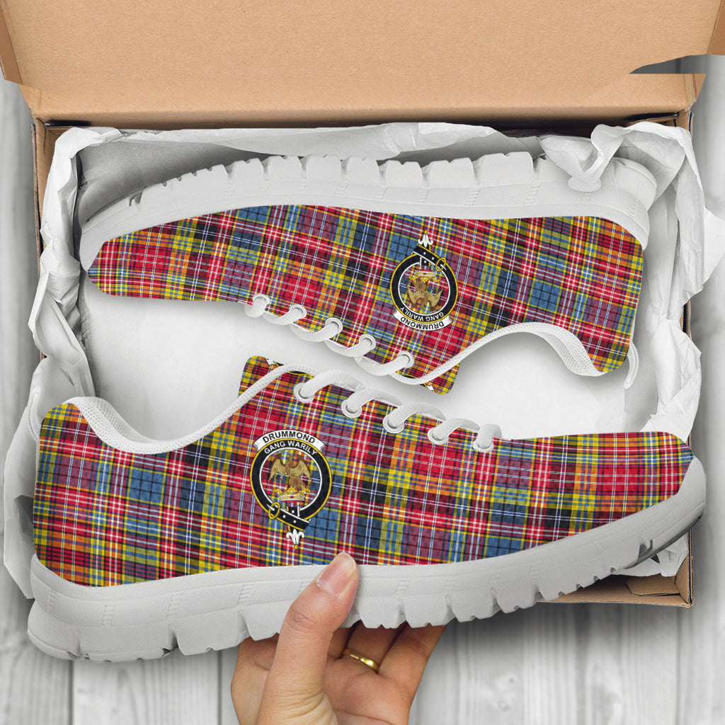 Drummond of Strathallan Modern Tartan Sneakers with Family Crest - Tartan Vibes Clothing