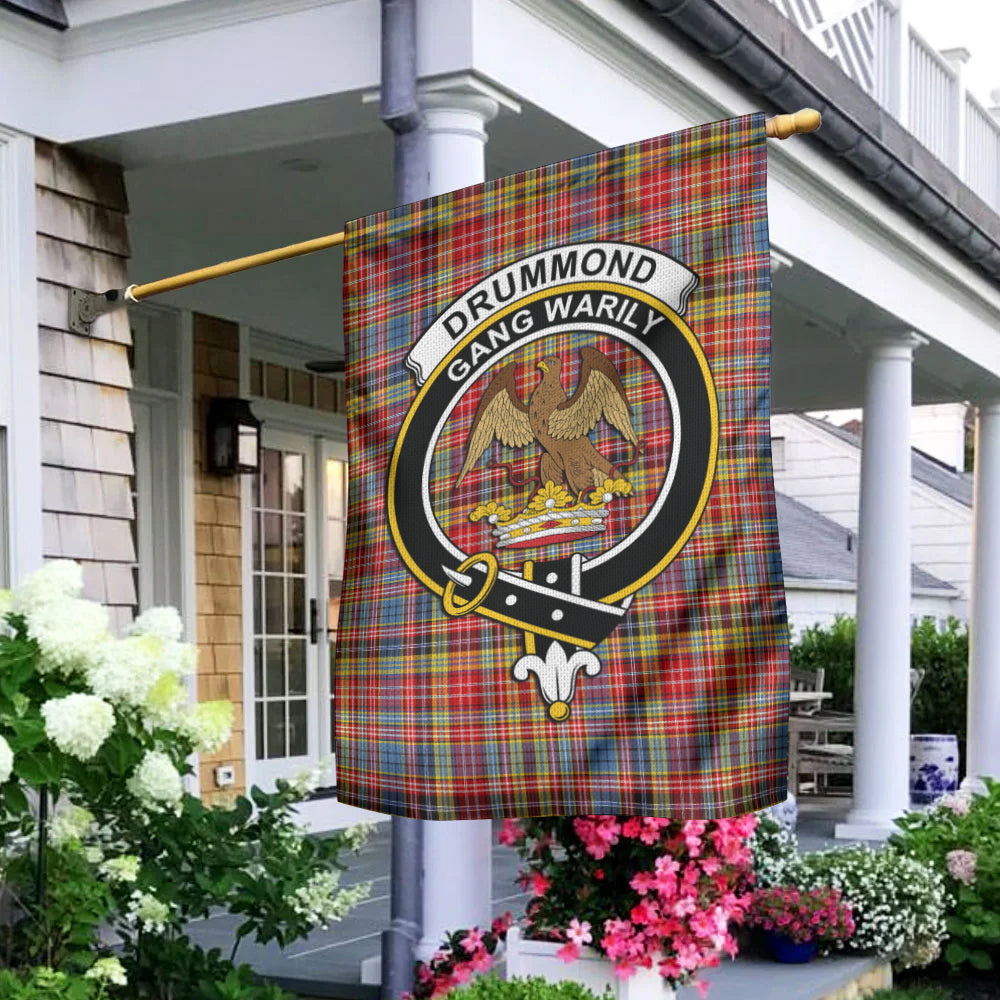 Drummond of Strathallan Modern Tartan Flag with Family Crest - Tartan Vibes Clothing