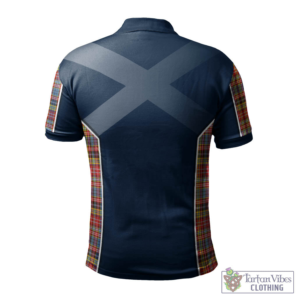 Tartan Vibes Clothing Drummond of Strathallan Modern Tartan Men's Polo Shirt with Family Crest and Lion Rampant Vibes Sport Style