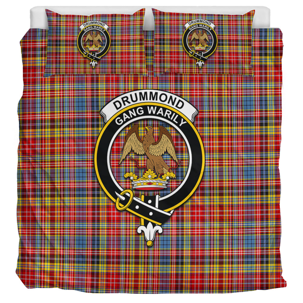 Drummond of Strathallan Modern Tartan Bedding Set with Family Crest UK Bedding Set UK Super King 104*94 inch - Tartan Vibes Clothing