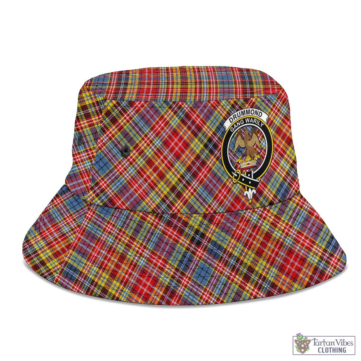 Tartan Vibes Clothing Drummond of Strathallan Modern Tartan Bucket Hat with Family Crest