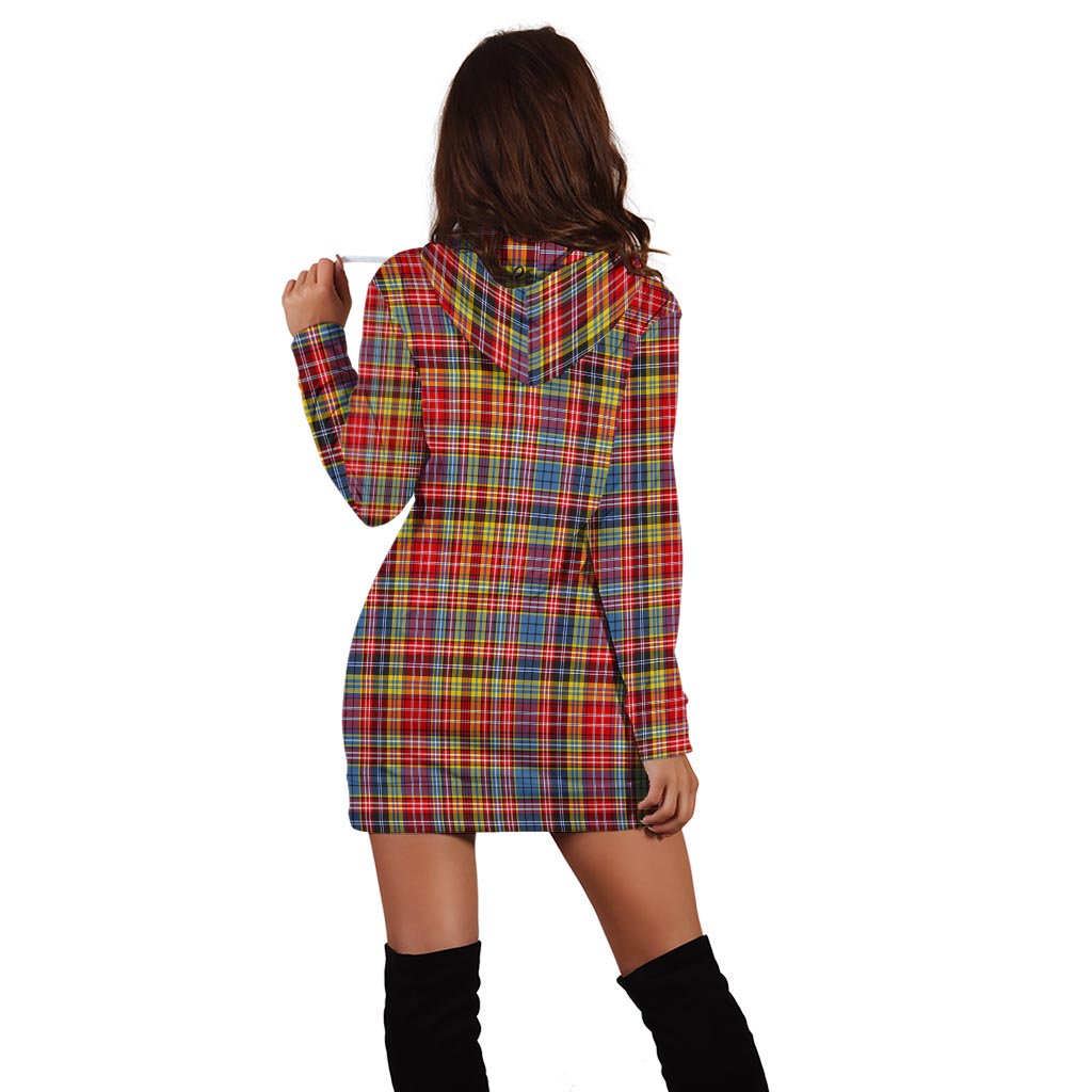 Drummond of Strathallan Modern Tartan Hoodie Dress with Family Crest - Tartan Vibes Clothing