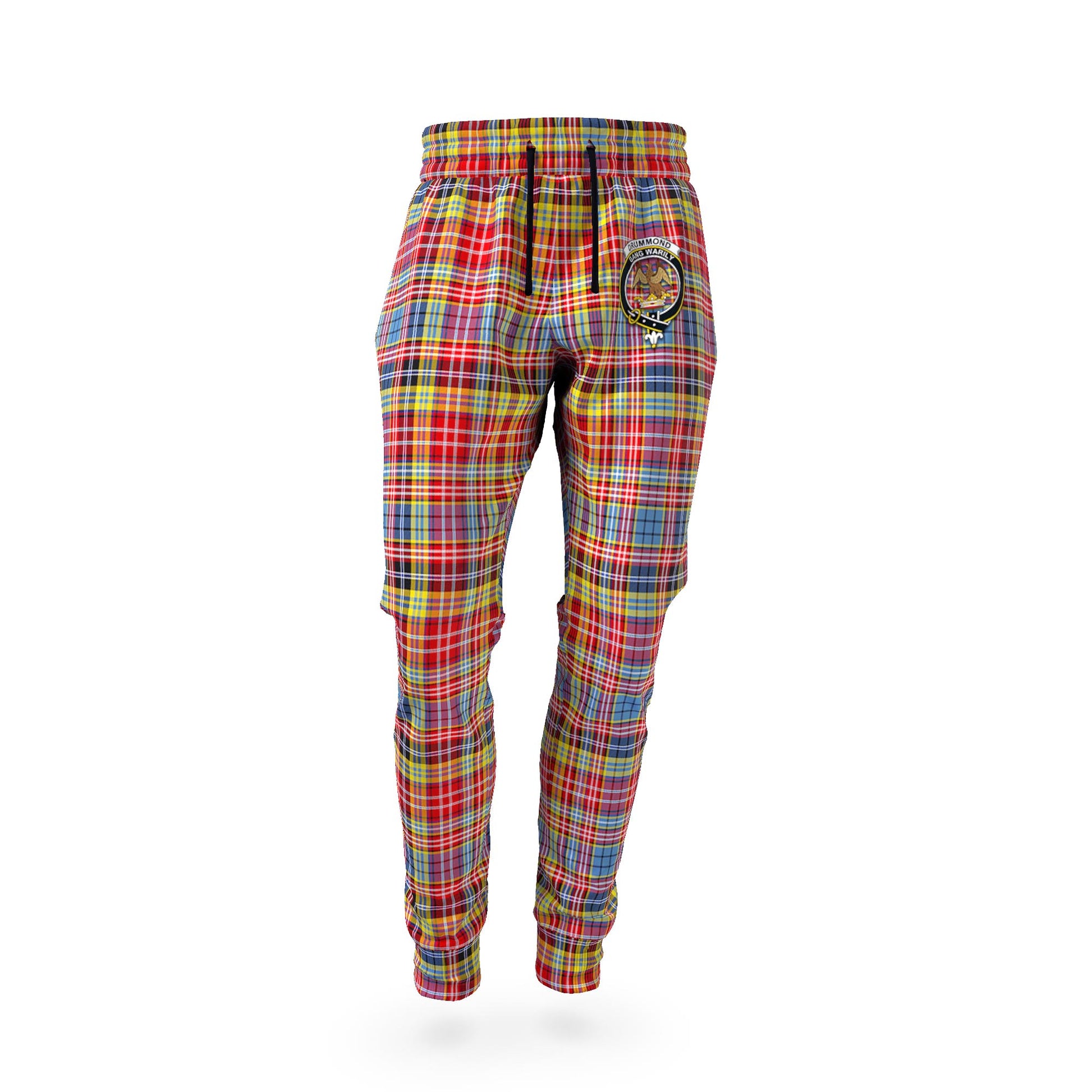 Drummond of Strathallan Modern Tartan Joggers Pants with Family Crest - Tartan Vibes Clothing