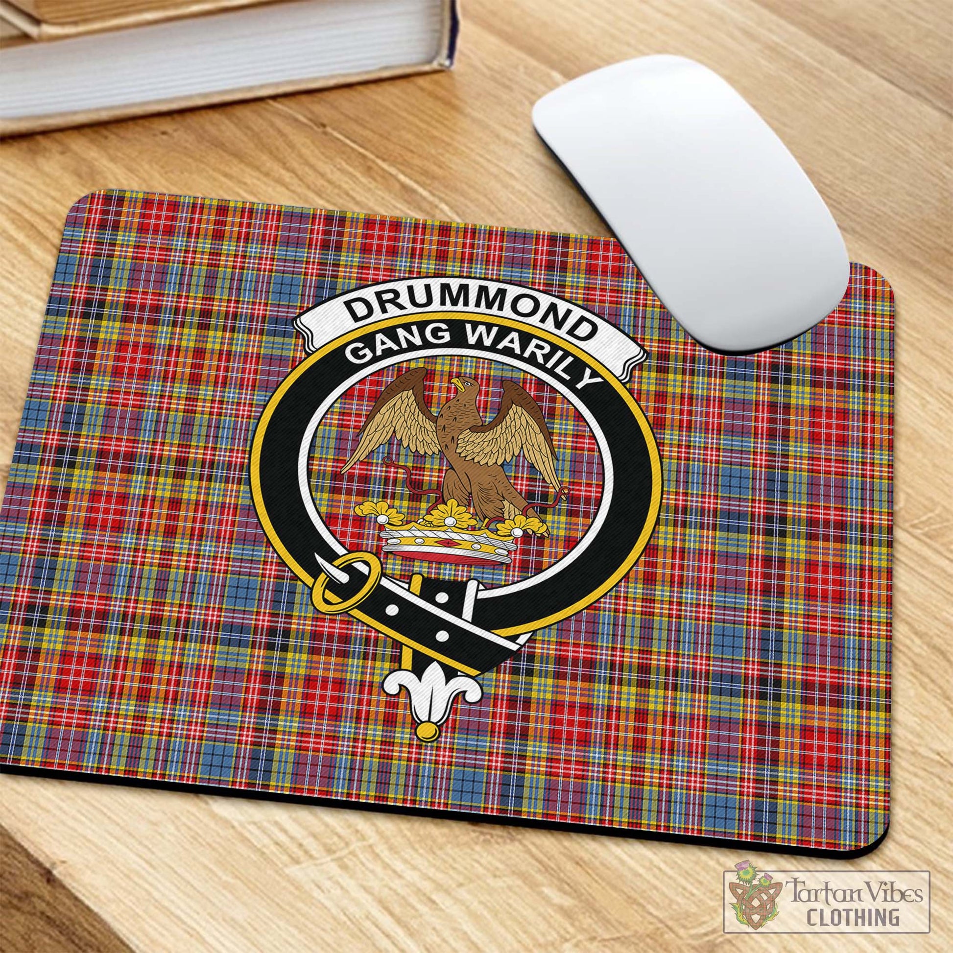 Tartan Vibes Clothing Drummond of Strathallan Modern Tartan Mouse Pad with Family Crest