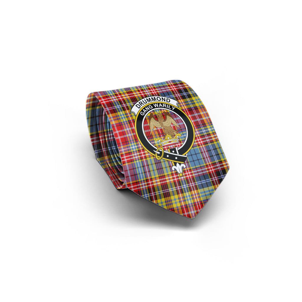 Drummond of Strathallan Modern Tartan Classic Necktie with Family Crest - Tartan Vibes Clothing