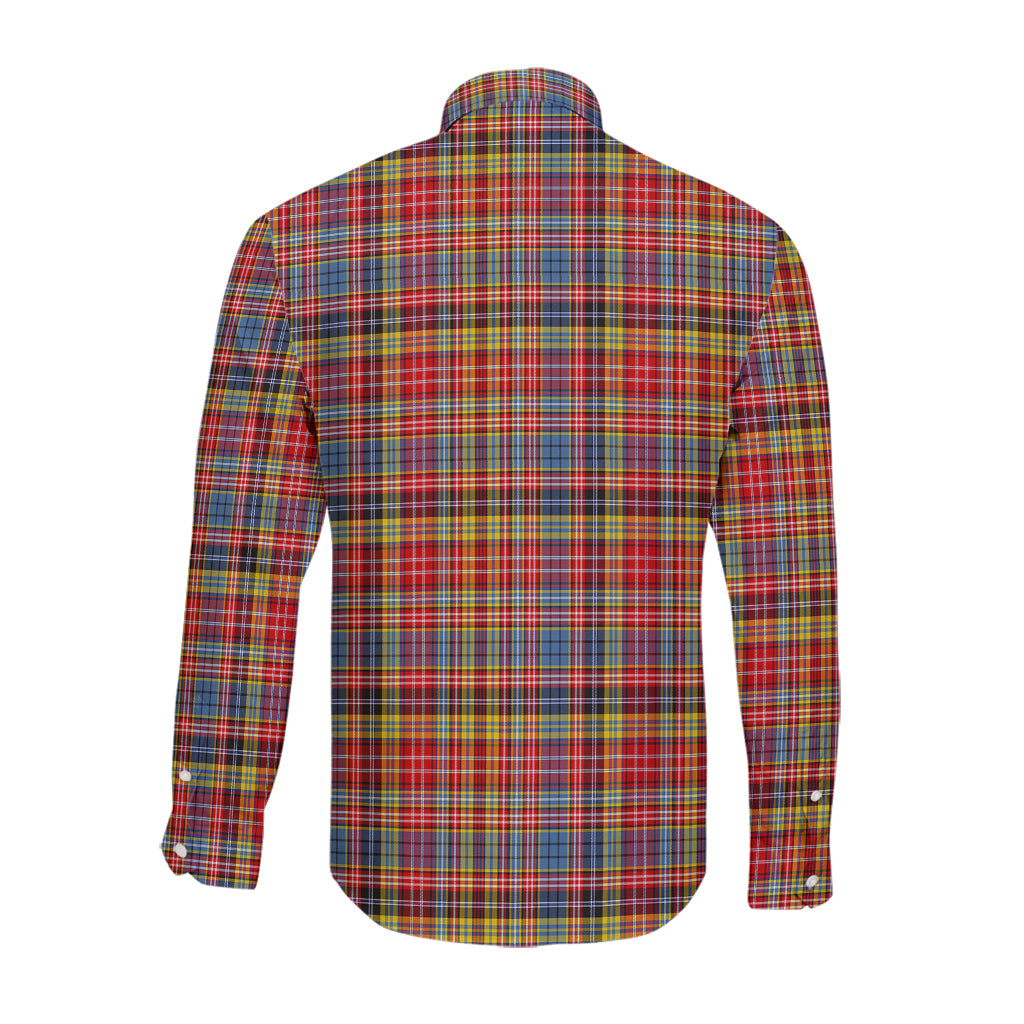 drummond-of-strathallan-modern-tartan-long-sleeve-button-up-shirt-with-family-crest