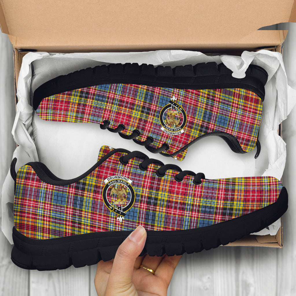 Drummond of Strathallan Modern Tartan Sneakers with Family Crest - Tartan Vibes Clothing