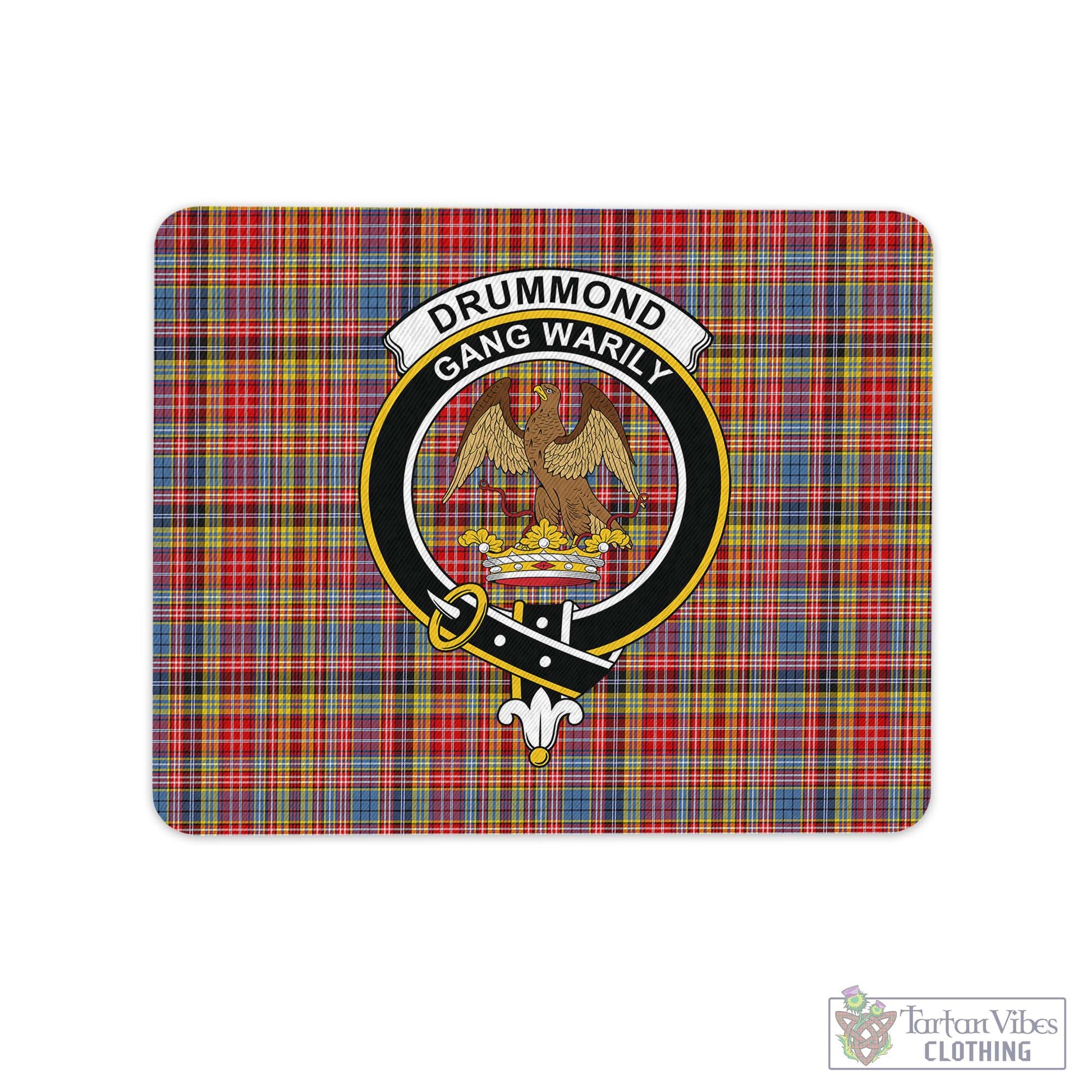 Tartan Vibes Clothing Drummond of Strathallan Modern Tartan Mouse Pad with Family Crest