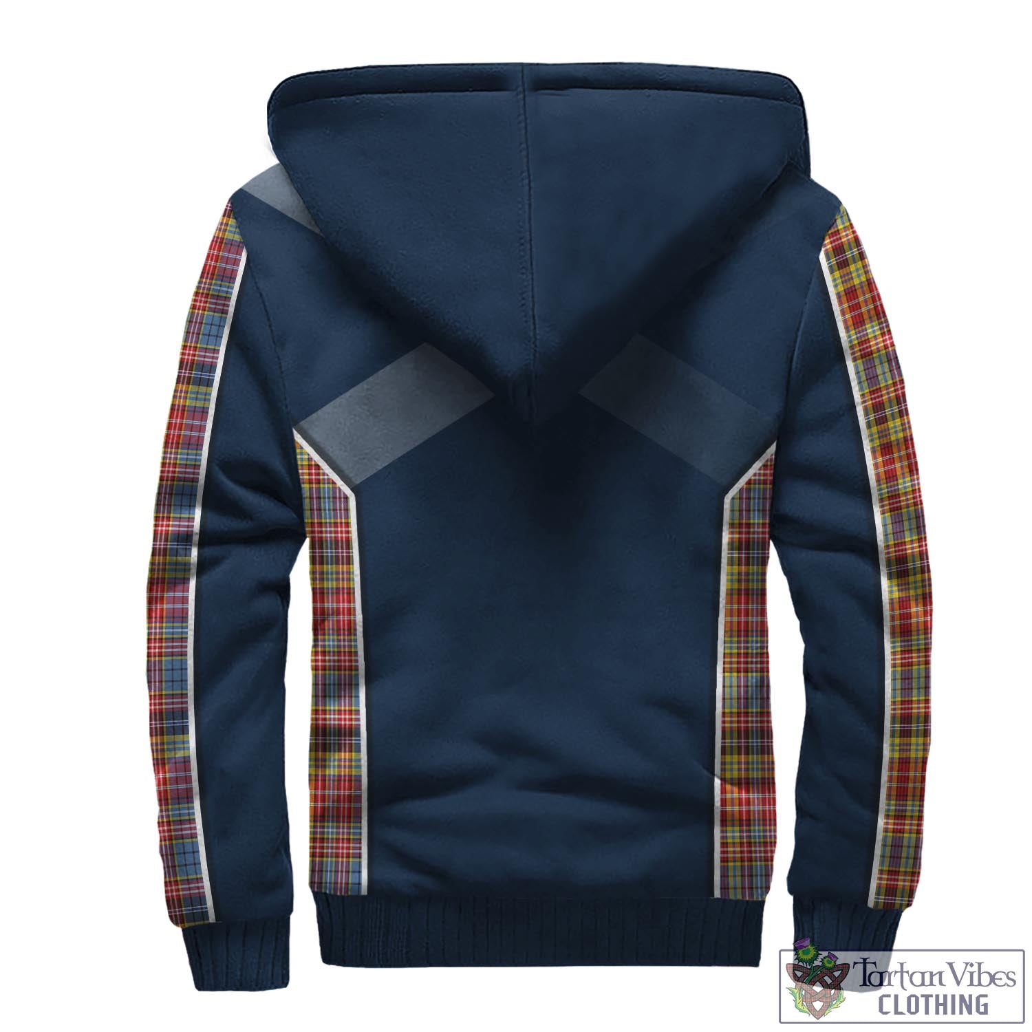 Tartan Vibes Clothing Drummond of Strathallan Modern Tartan Sherpa Hoodie with Family Crest and Lion Rampant Vibes Sport Style