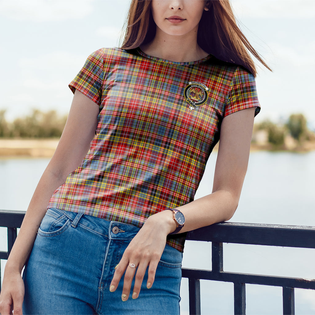 Drummond of Strathallan Modern Tartan T-Shirt with Family Crest - Tartan Vibes Clothing