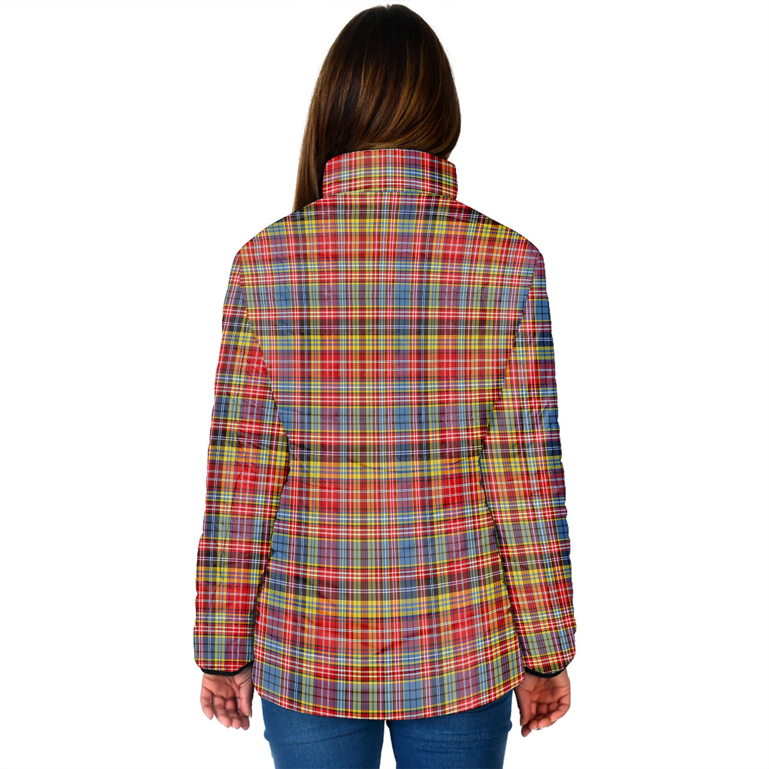 Drummond of Strathallan Modern Tartan Padded Jacket with Family Crest - Tartan Vibes Clothing