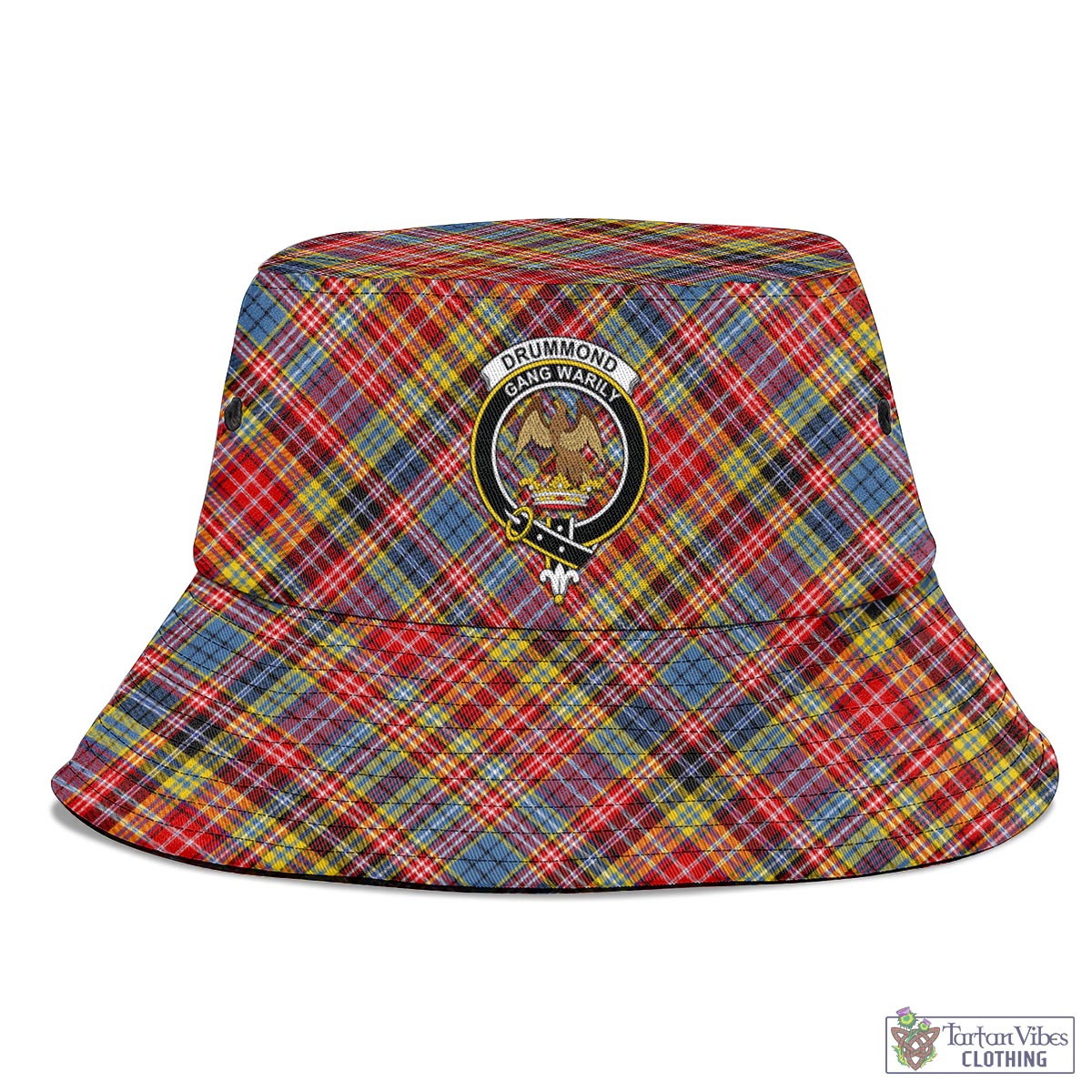 Tartan Vibes Clothing Drummond of Strathallan Modern Tartan Bucket Hat with Family Crest