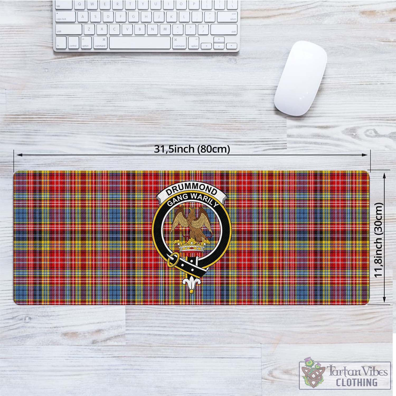 Tartan Vibes Clothing Drummond of Strathallan Modern Tartan Mouse Pad with Family Crest