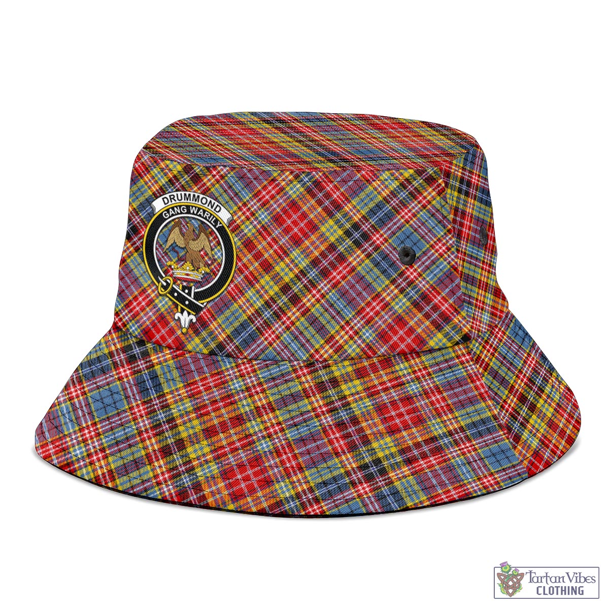 Tartan Vibes Clothing Drummond of Strathallan Modern Tartan Bucket Hat with Family Crest