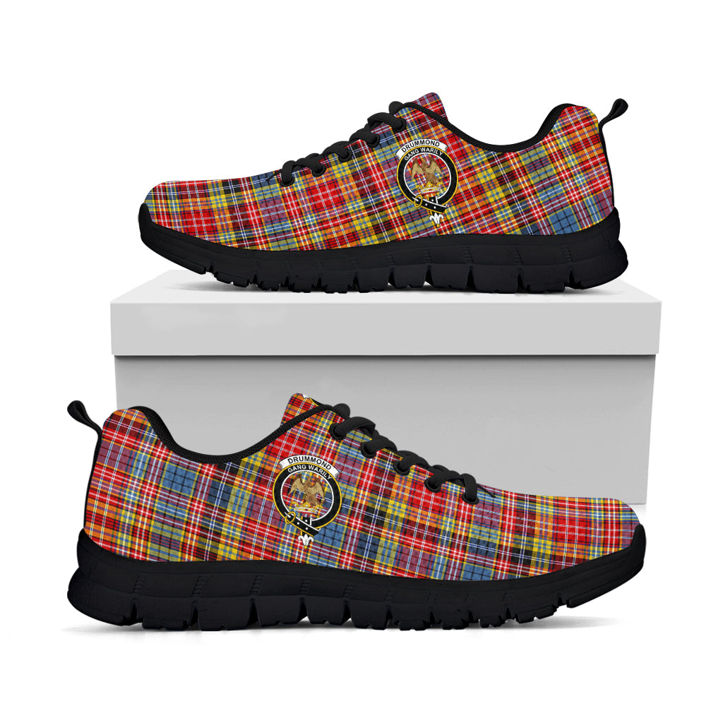 Drummond of Strathallan Modern Tartan Sneakers with Family Crest - Tartan Vibes Clothing