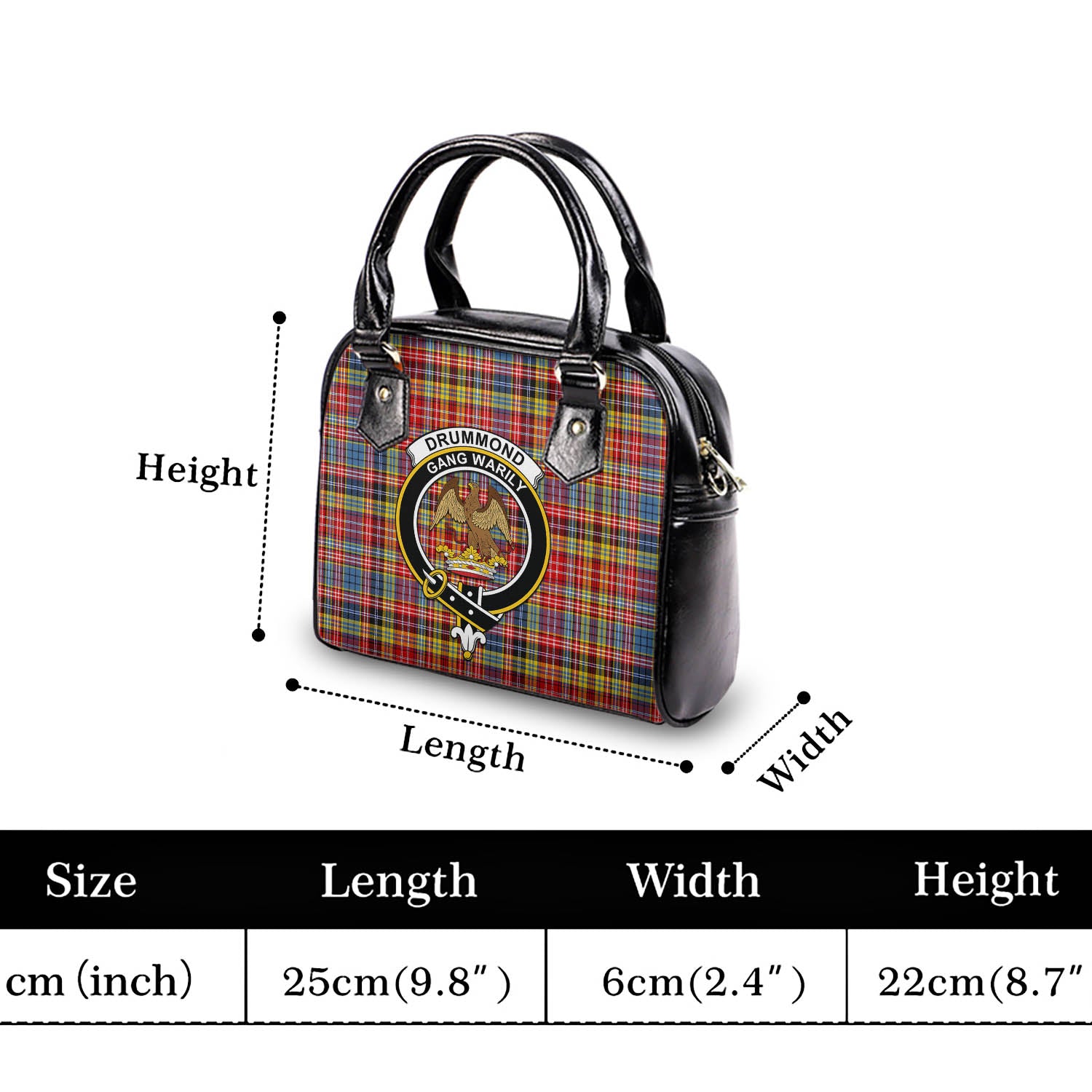 Drummond of Strathallan Modern Tartan Shoulder Handbags with Family Crest - Tartanvibesclothing