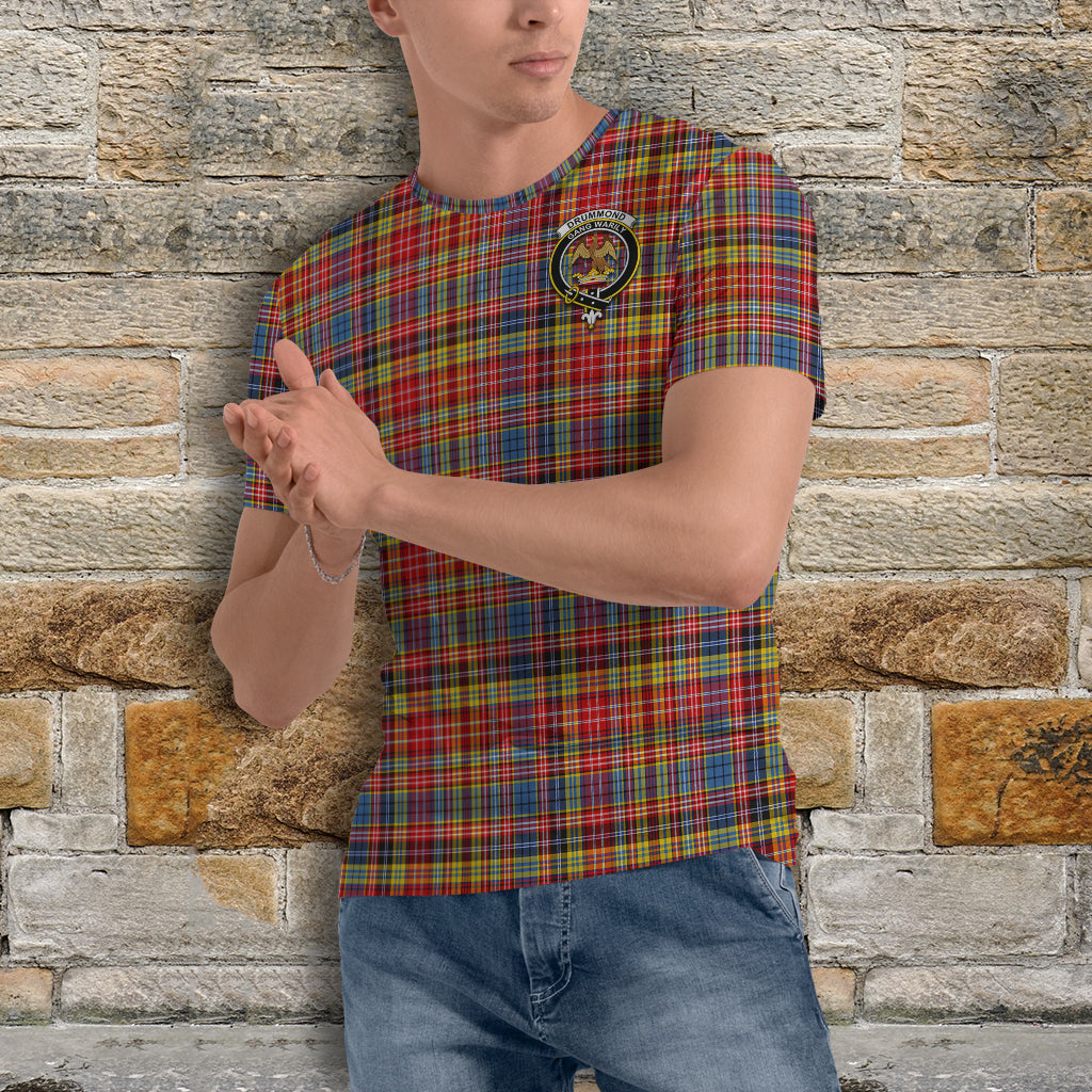 Drummond of Strathallan Modern Tartan T-Shirt with Family Crest - Tartan Vibes Clothing