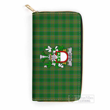 Drury Irish Clan Tartan Women's Leather Wallet with Coat of Arms One Size 19.7*10.5*3.5 cm - Tartan Vibes Clothing