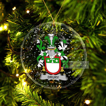 Drury Irish Clan Christmas Glass Ornament with Coat of Arms