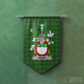 Drury Irish Clan Tartan Gonfalon, Tartan Banner with Coat of Arms Chevron - Tartan Vibes Clothing