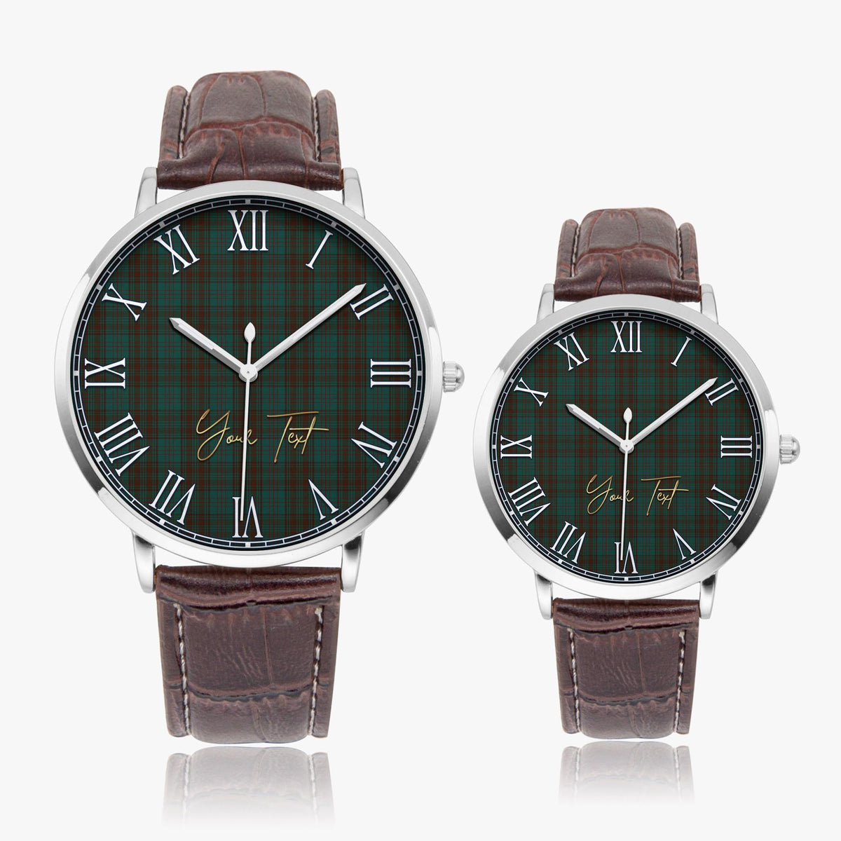 Dublin County Ireland Tartan Personalized Your Text Leather Trap Quartz Watch - Tartan Vibes Clothing