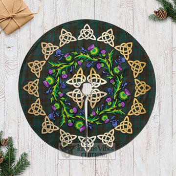 Dublin County Ireland Tartan Christmas Tree Skirt with Thistle Celtic Knot Style