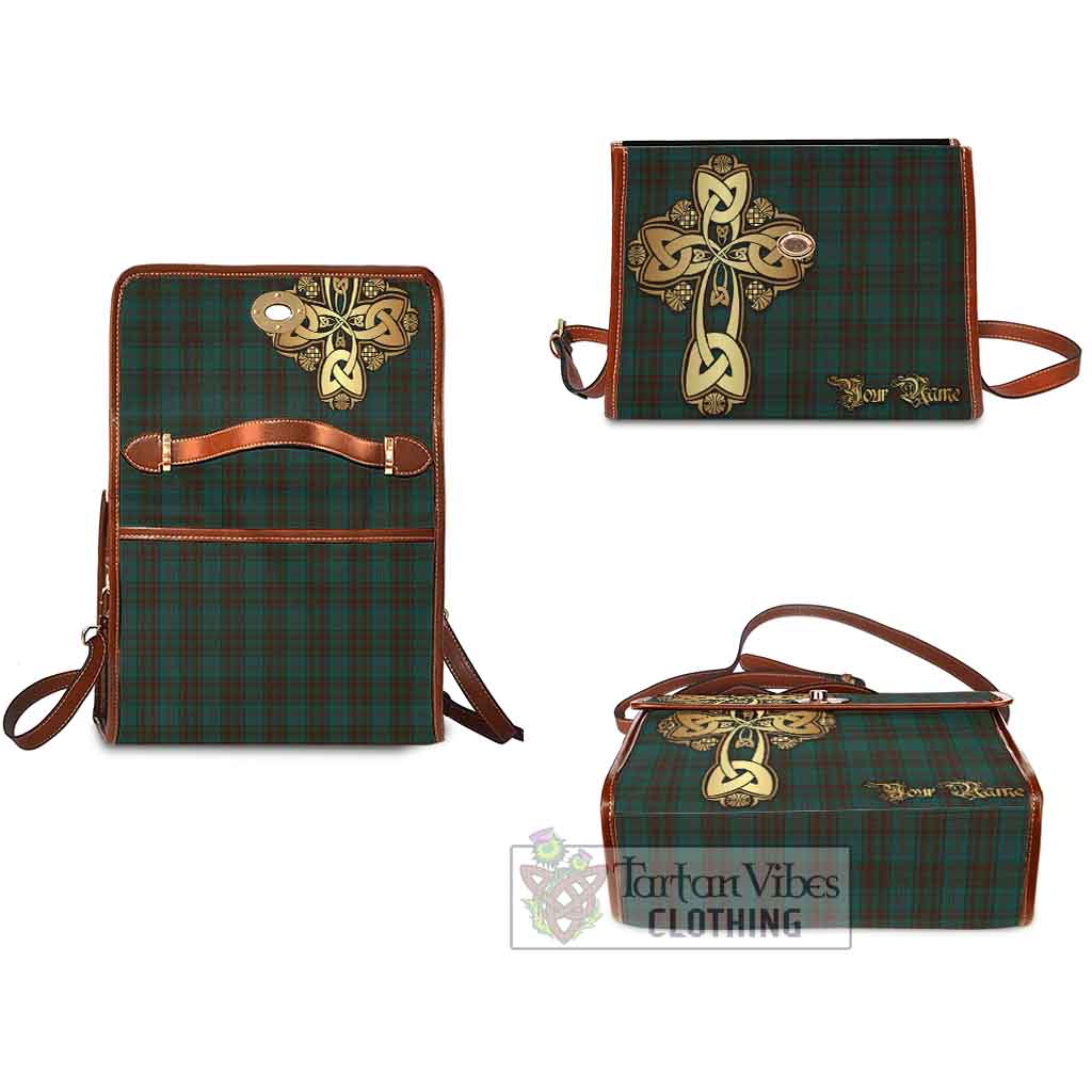 Dublin County Ireland Tartan Waterproof Canvas Bag Golden Thistle Celtic Cross Style - Tartan Vibes Clothing