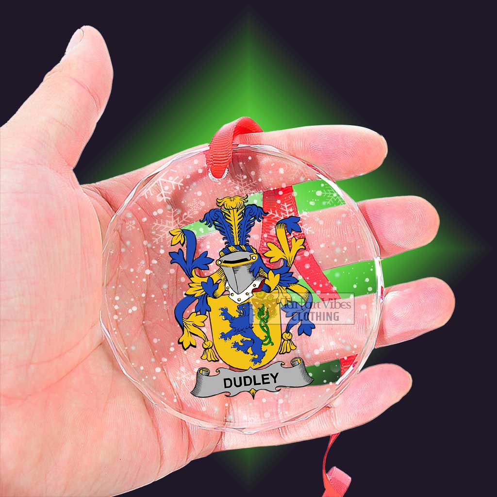 Tartan Vibes Clothing Dudley Irish Clan Christmas Glass Ornament with Coat of Arms