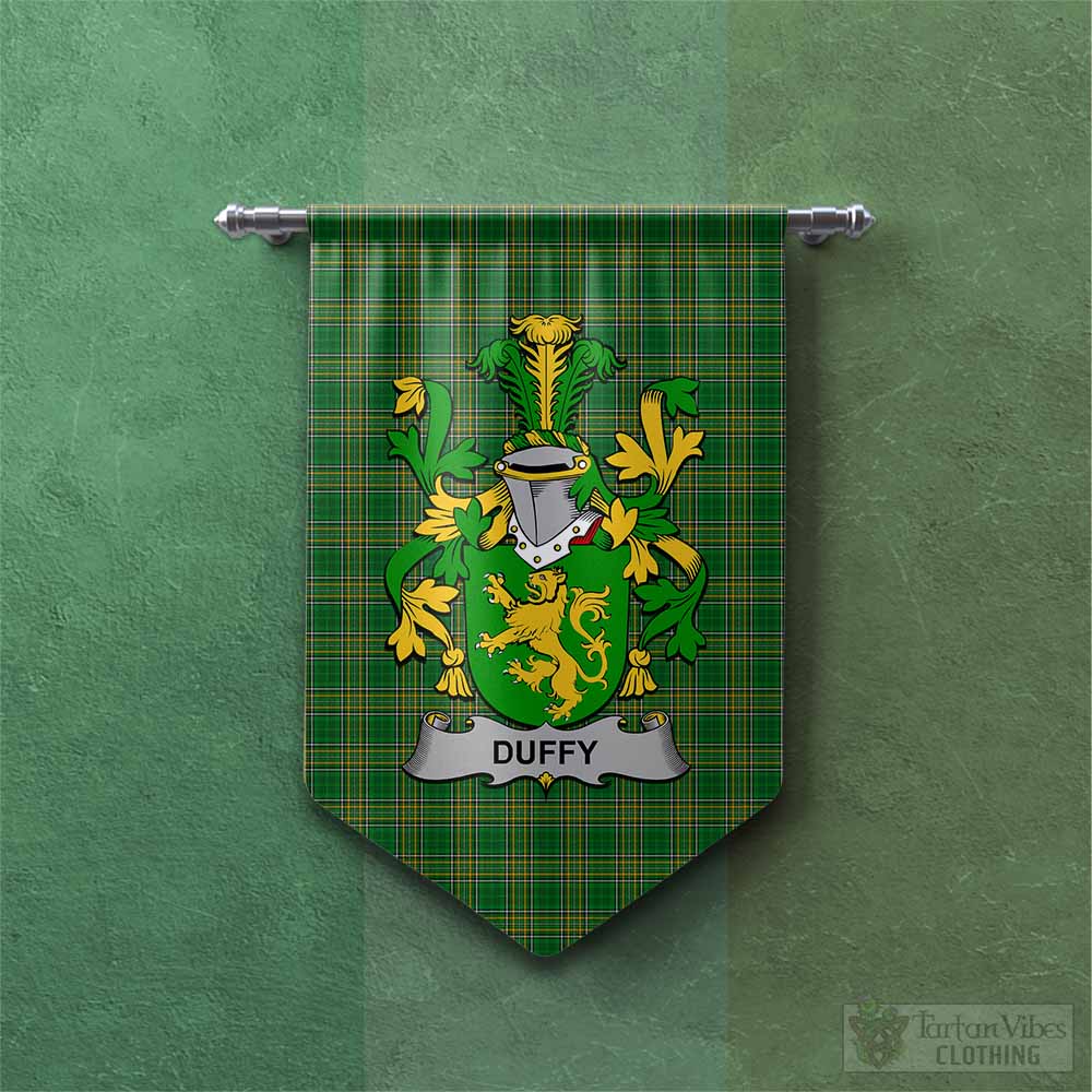 Duffy Irish Clan Tartan Gonfalon, Tartan Banner with Coat of Arms Chevron - Tartan Vibes Clothing