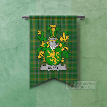 Duffy Irish Clan Tartan Gonfalon, Tartan Banner with Coat of Arms Fishtail - Tartan Vibes Clothing