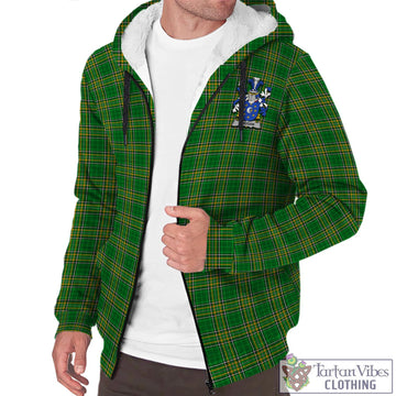 Duggan Irish Clan Tartan Sherpa Hoodie with Coat of Arms Unisex - Tartan Vibes Clothing