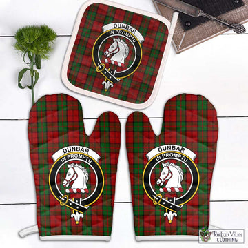 Dunbar Tartan Combo Oven Mitt & Pot-Holder with Family Crest White - Tartan Vibes Clothing