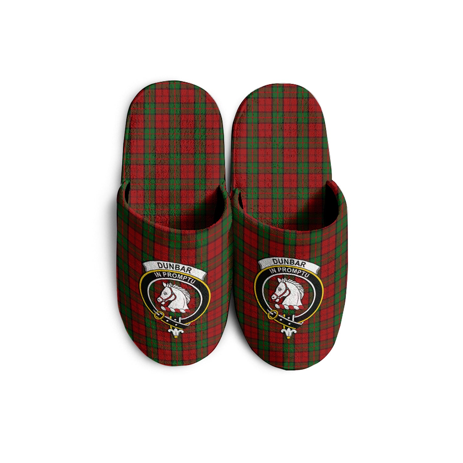 Dunbar Tartan Home Slippers with Family Crest - Tartanvibesclothing