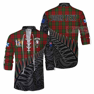 Dunbar Crest Tartan Ghillie Kilt Shirt with New Zealand Silver Fern Half Style