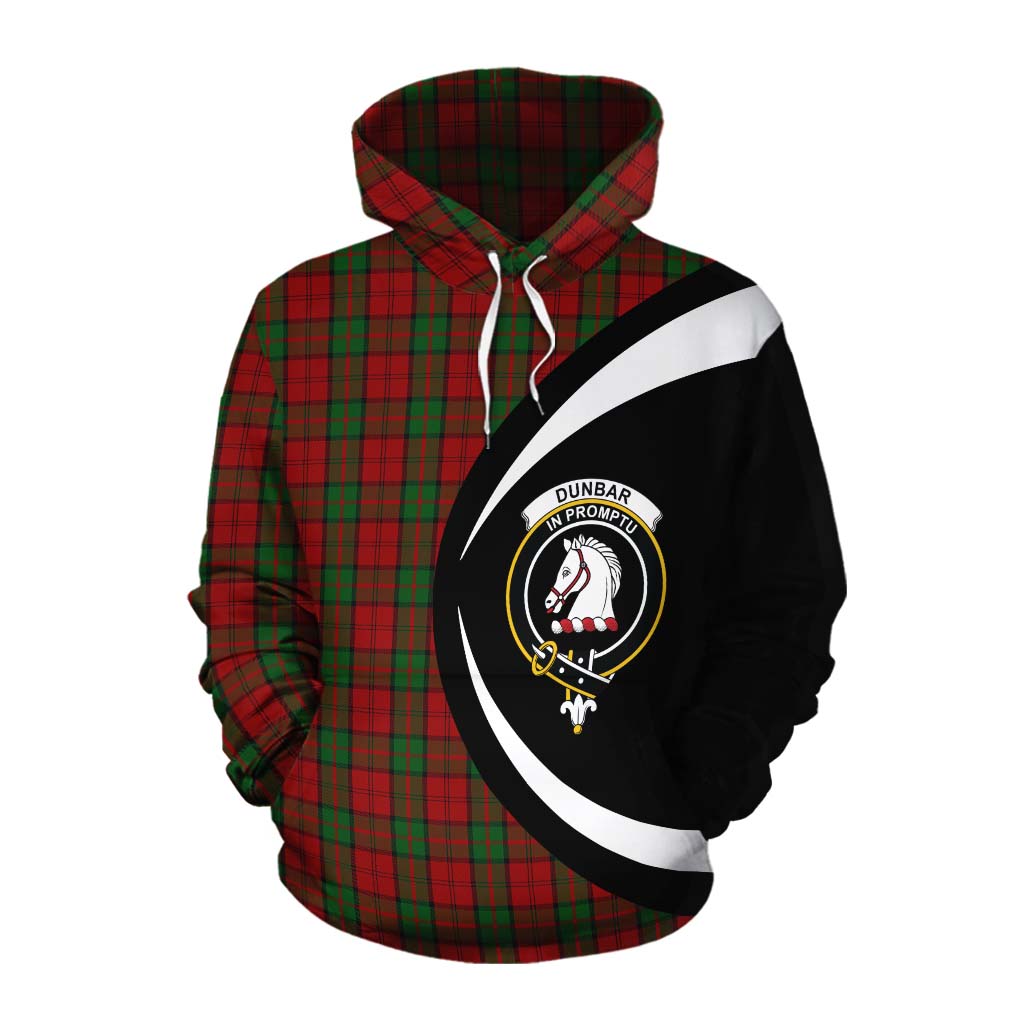 Tartan Vibes Clothing Dunbar Tartan Cotton Hoodie with Family Crest Circle Style