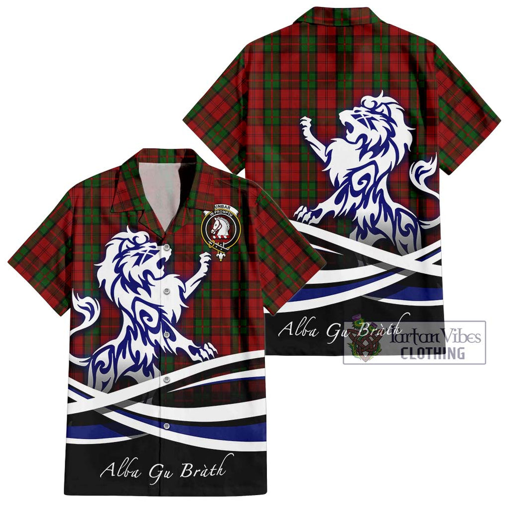 Dunbar Tartan Short Sleeve Button Shirt with Alba Gu Brath Regal Lion Emblem Kid - Tartanvibesclothing Shop