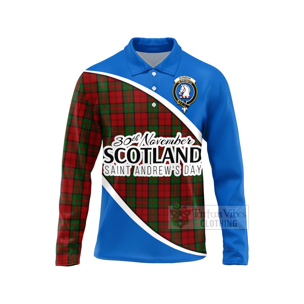 Tartan Vibes Clothing Dunbar Family Crest Tartan Long Sleeve Polo Shirt Celebrate Saint Andrew's Day in Style