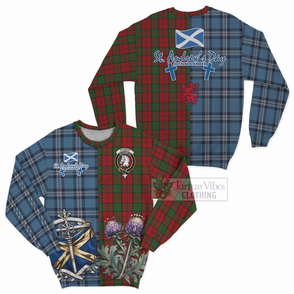 Tartan Vibes Clothing Dunbar Tartan Sweatshirt Happy St. Andrew's Day Half Tartan Style