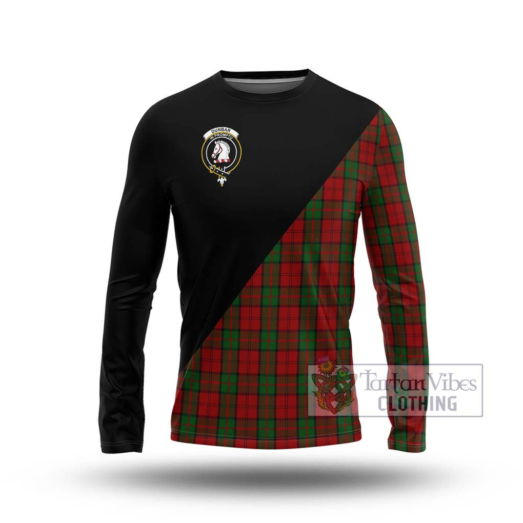 Dunbar Tartan Long Sleeve T-Shirt with Family Crest and Military Logo Style Unisex - Tartanvibesclothing Shop