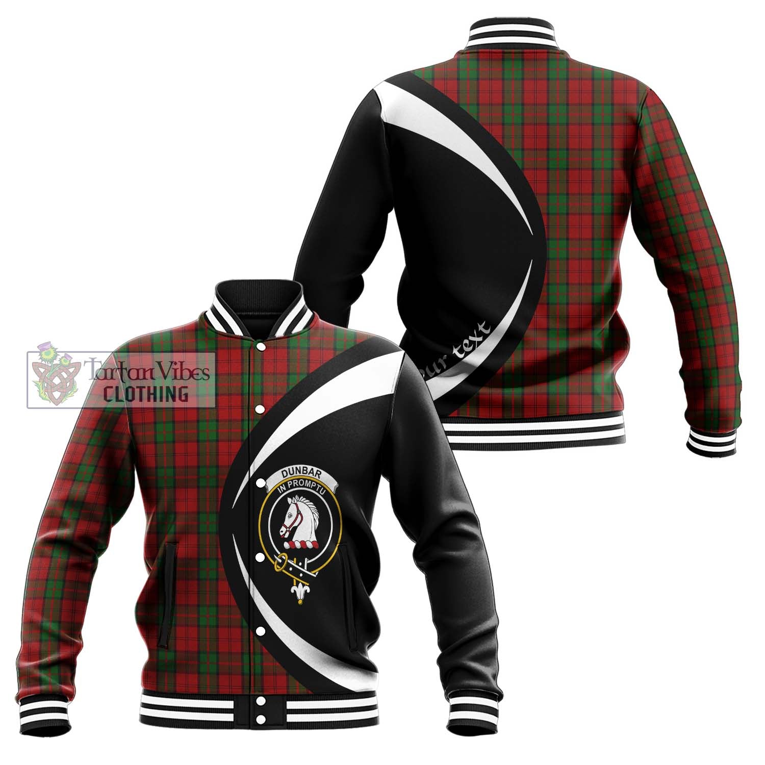 Dunbar Tartan Baseball Jacket with Family Crest Circle Style Unisex - Tartan Vibes Clothing