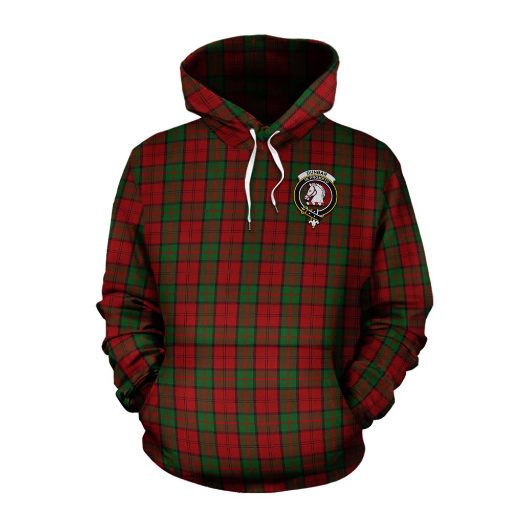 Tartan Vibes Clothing Dunbar Tartan Cotton Hoodie with Family Crest Celtic Skull Style