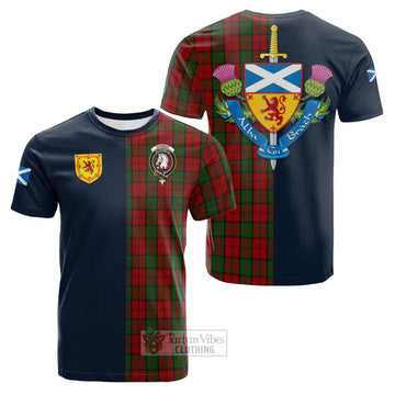 Dunbar Tartan Cotton T-shirt Alba with Scottish Lion Royal Arm Half Style