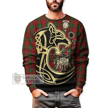 Dunbar Tartan Sweatshirt with Family Crest Celtic Wolf Style