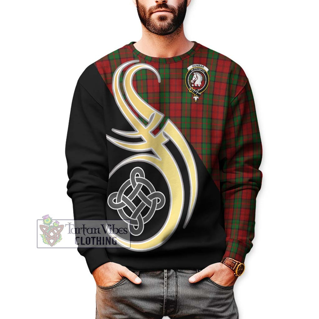 Dunbar Tartan Sweatshirt with Family Crest and Celtic Symbol Style Unisex - Tartan Vibes Clothing