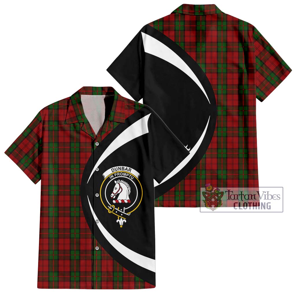 Dunbar Tartan Short Sleeve Button Up with Family Crest Circle Style Kid - Tartan Vibes Clothing