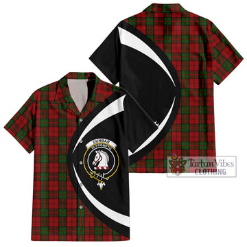 Dunbar Tartan Short Sleeve Button Up with Family Crest Circle Style