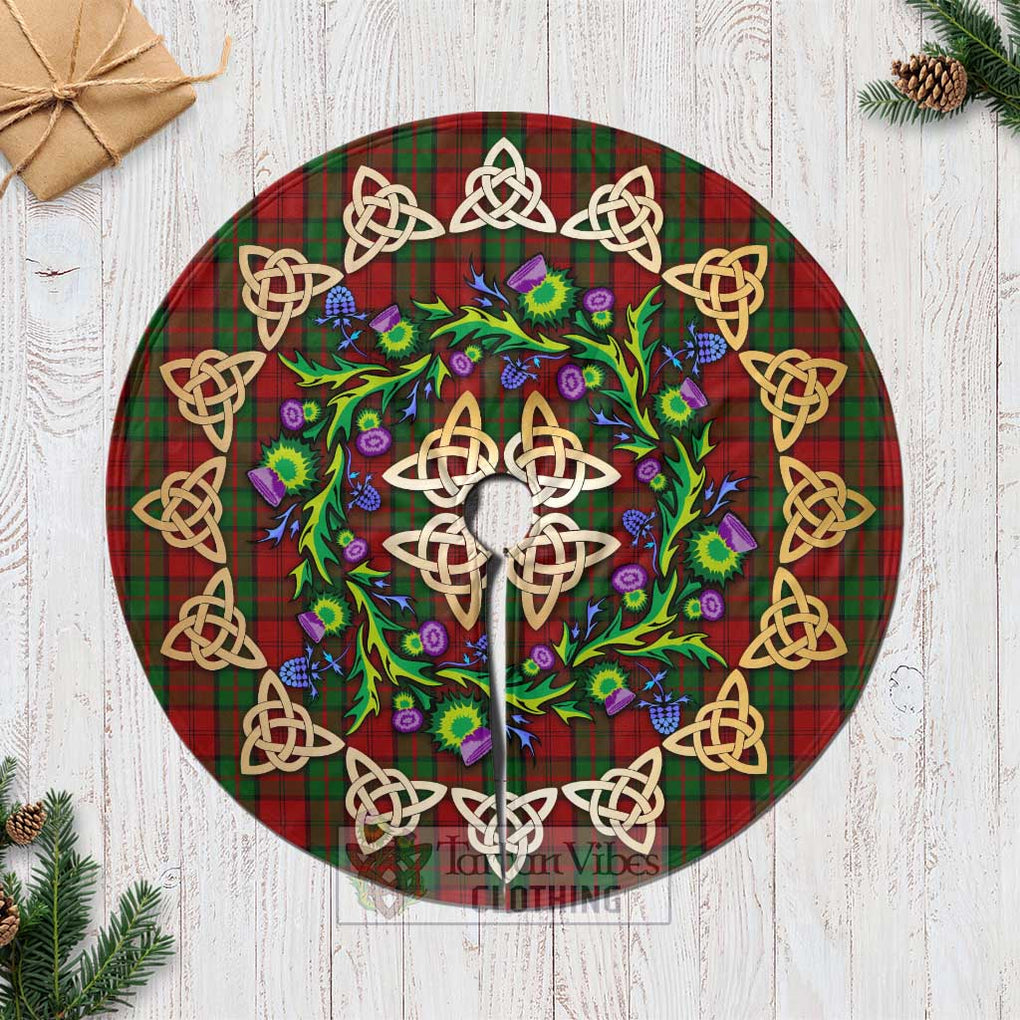 Tartan Vibes Clothing Dunbar Tartan Christmas Tree Skirt with Thistle Celtic Knot Style