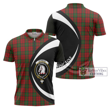 Dunbar Tartan Zipper Polo Shirt with Family Crest Circle Style